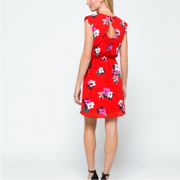 41 Hawthorn Midnight Scallop Detail Dress - Red - Picture 2 of 10